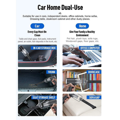 2 in 1 Wireless Vacuum Cleaner – 120W Handheld USB Rechargeable for Home & Car (1 Pc) signaturekarts