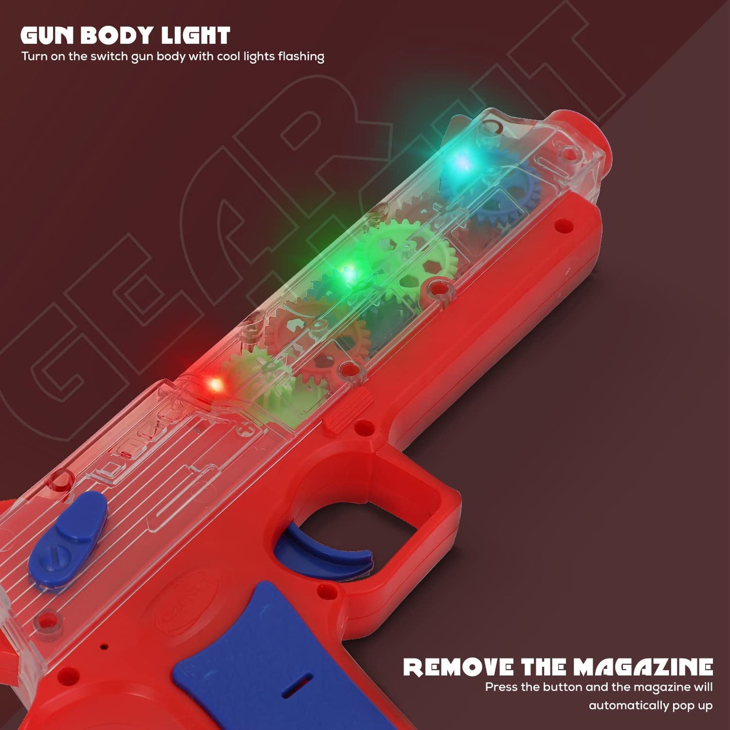 Plastic Gear Simulation Laser Toy Gun – 3D Lights, Music & Rotating (1 Pc, 3+ Years) signaturekarts