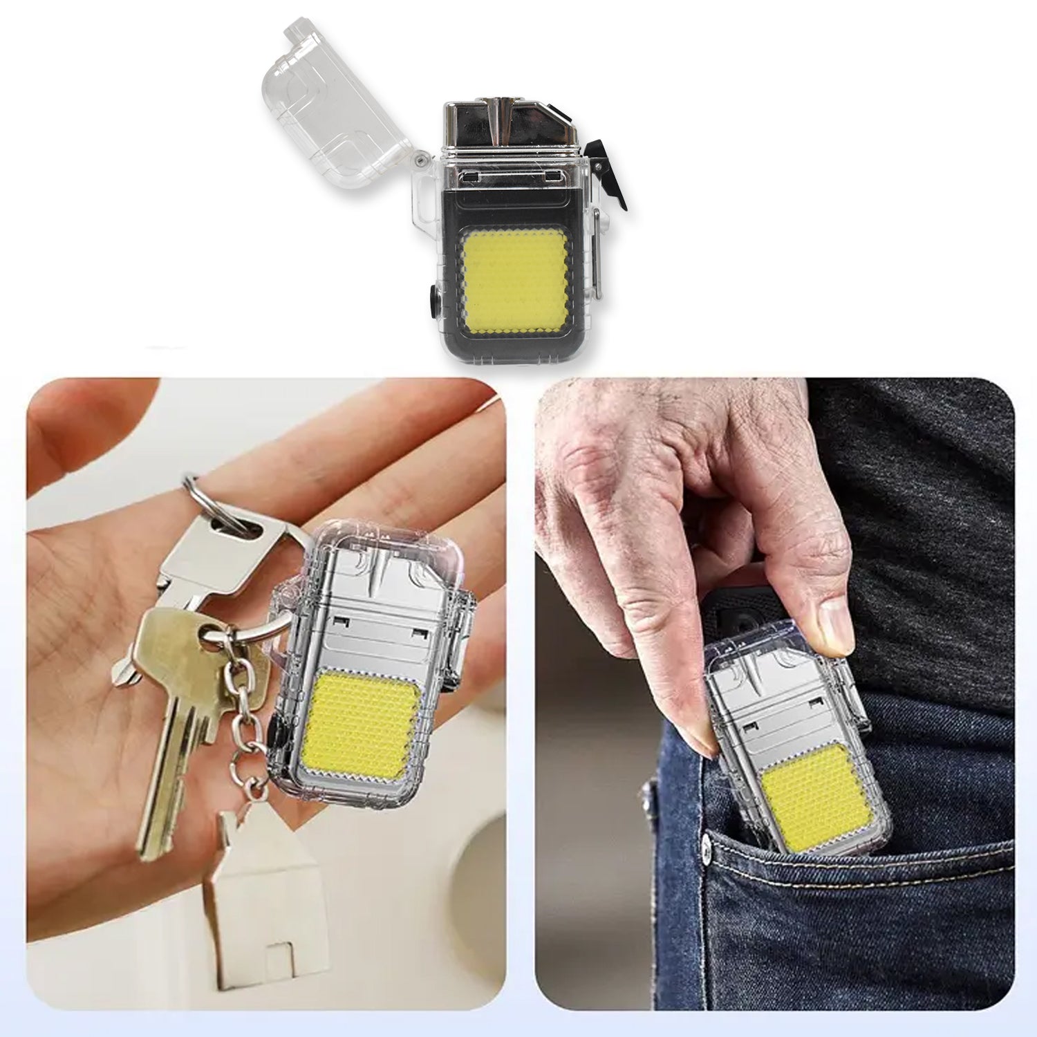 USB Rechargeable Electric Lighter & 3 Modes COB Flashlight (1 Pc) Signaturekarts