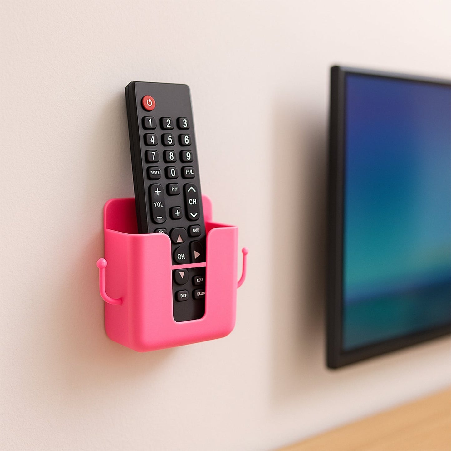 Wall Mounted Remote Storage Box with Side Hooks (4 Pcs Set) Your Brand
