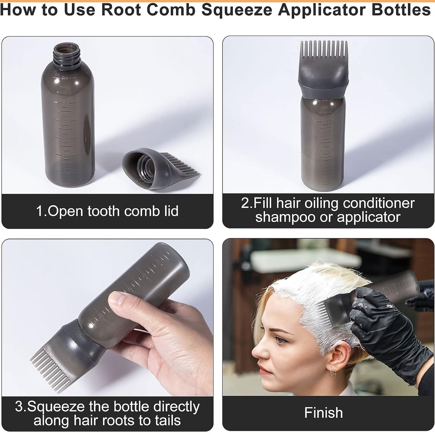 Comb Applicator Bottle, Hair Oil Applicator Bottle for Hair Dye Bottle Applicator Brush with Graduated Scale, Professional Brush Applicator Comb Hairdressing Coloring Styling Tool (1 Pc), Hair accessories signaturekarts