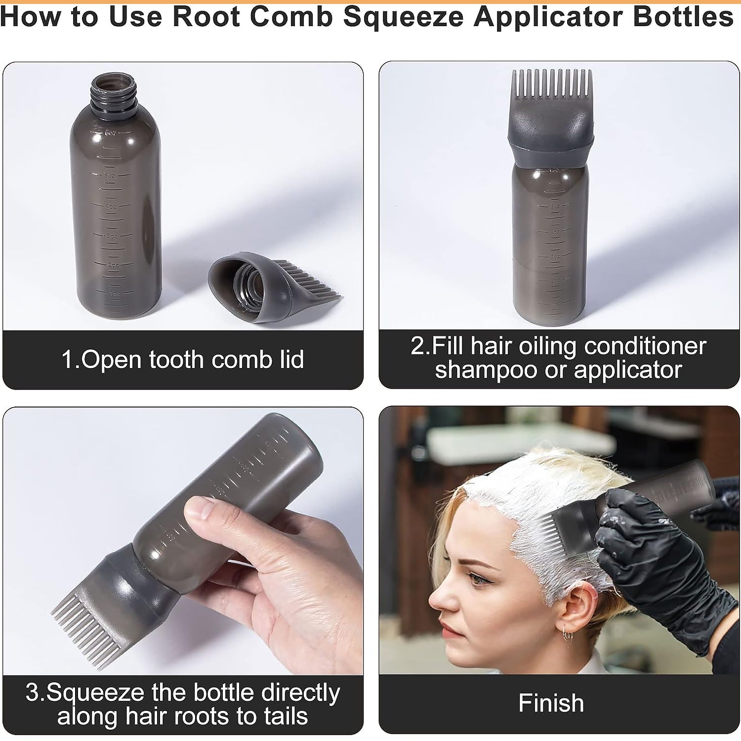 Comb Applicator Bottle, Hair Oil Applicator Bottle for Hair Dye Bottle Applicator Brush with Graduated Scale, Professional Brush Applicator Comb Hairdressing Coloring Styling Tool (1 Pc), Hair accessories signaturekarts