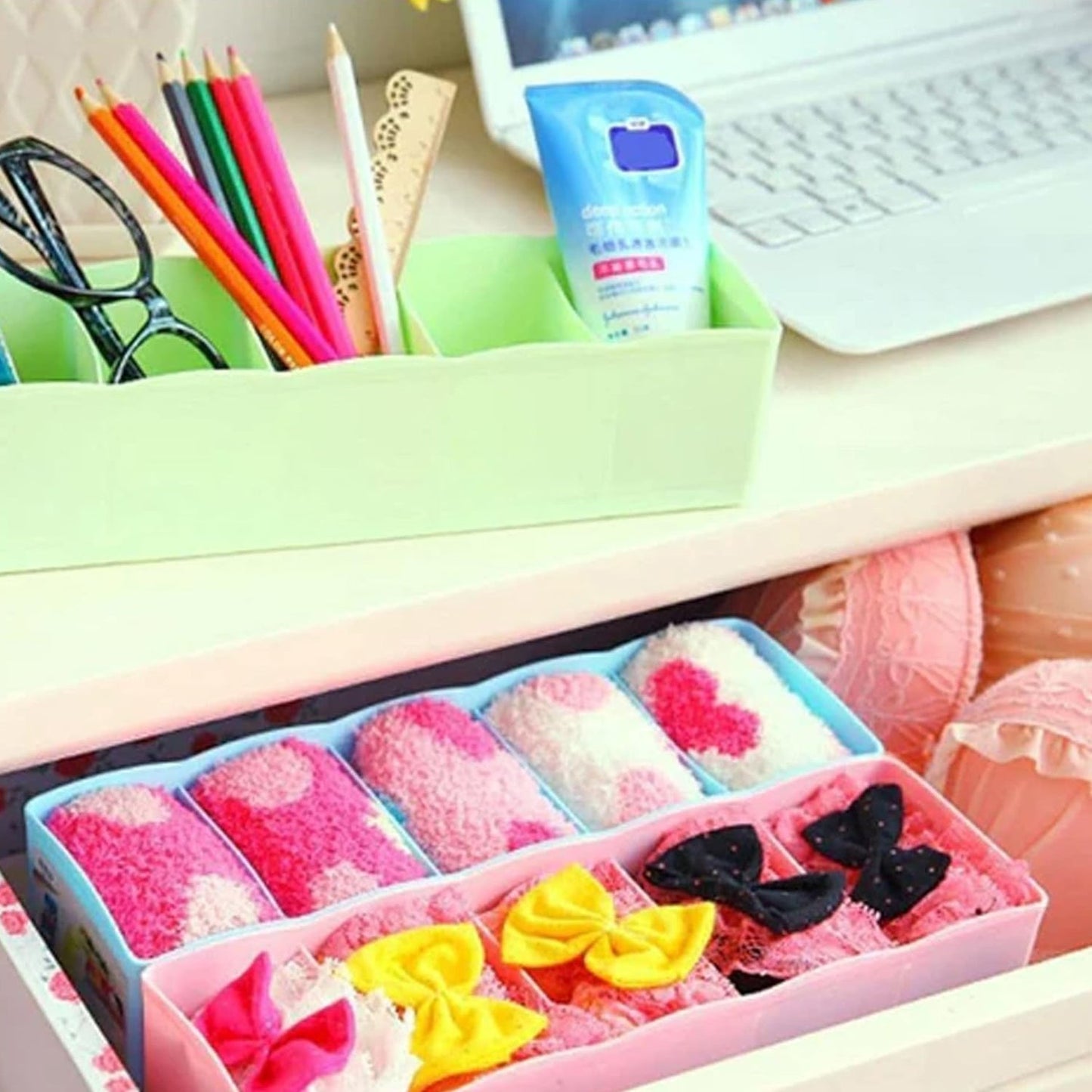 Desktop Storage Organizer Box Set - 5 Grid Compartments (4-Piece) signaturekarts