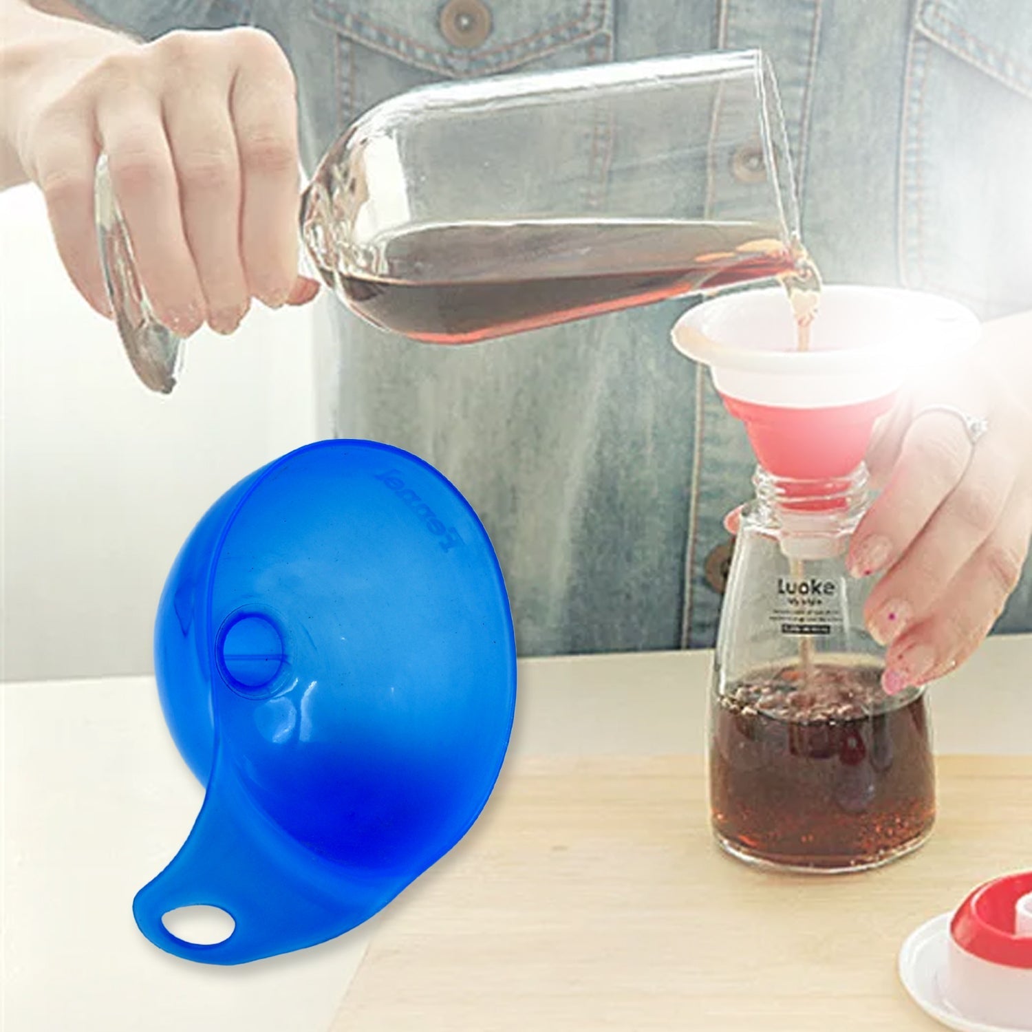 Plastic Funnel for Pouring Oil Sauce Water Juice Cooking Small Food Grains  1 Pc signaturekarts
