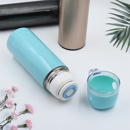 Stainless Steel Vacuum Bottle with Cup Lid Thermos for Hot Cold Drinks Travel Use 1 Pc Signature Kart