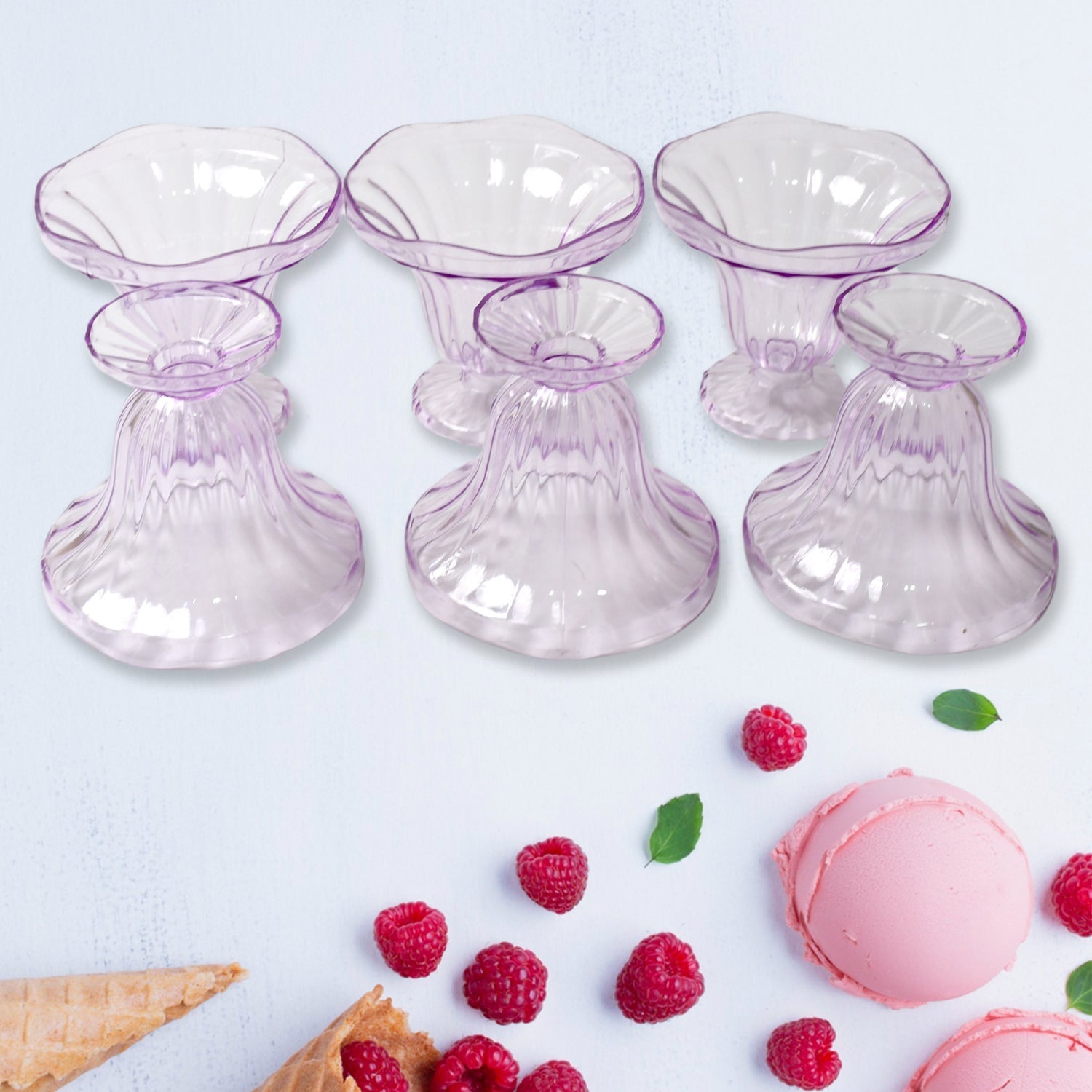 Crystal Plastic Ice-Cream Bowl Set – Serving Bowls (6 Pc) signaturekarts
