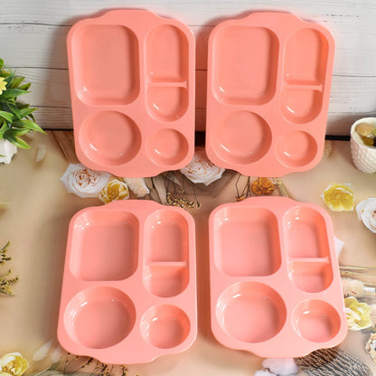 Unbreakable Plastic Food Plates / Biodegradable 5 Compartment Square Plate for Food Your Brand