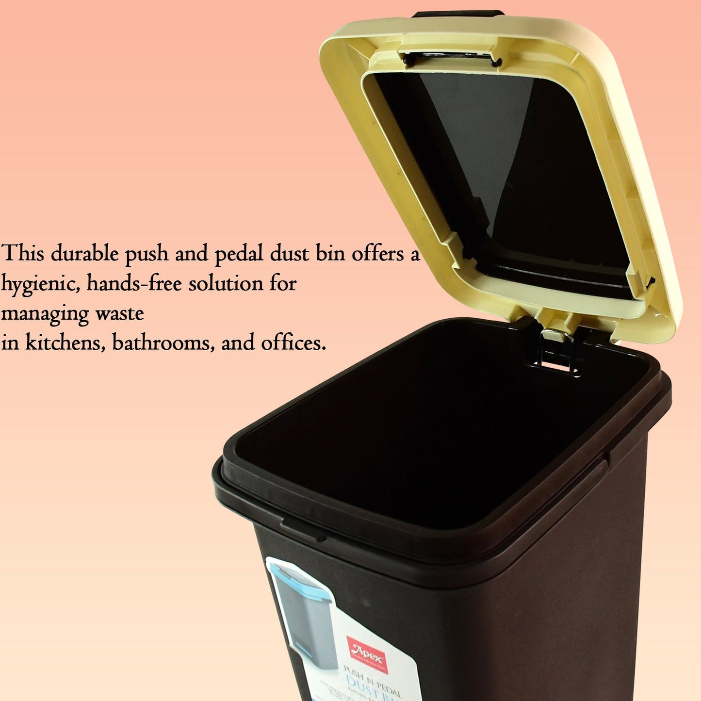 Apex Push N Pedal Plastic Dustbin 10L Capacity (1 Pc) Signature Kart