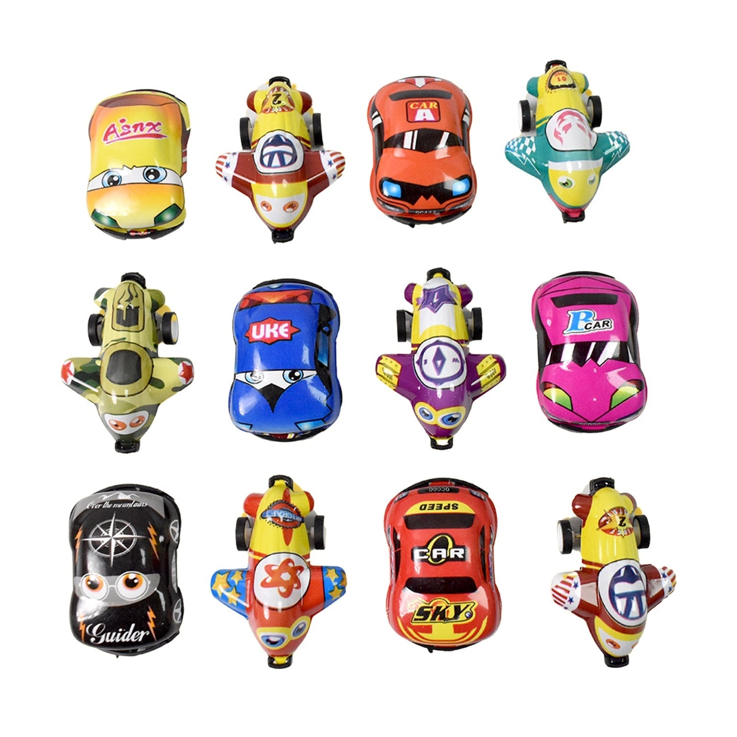 Mini Pull Back Car & Aeroplane PVC Plastic Pull Back Car Cartoon Toys (12 Pcs Set) Signaturekarts
