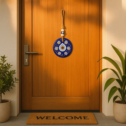 Decorative Evil Eye Wall Hanging Nazar Protector Charm with Beads, Wind Chime (1 Pc) Signature Kart