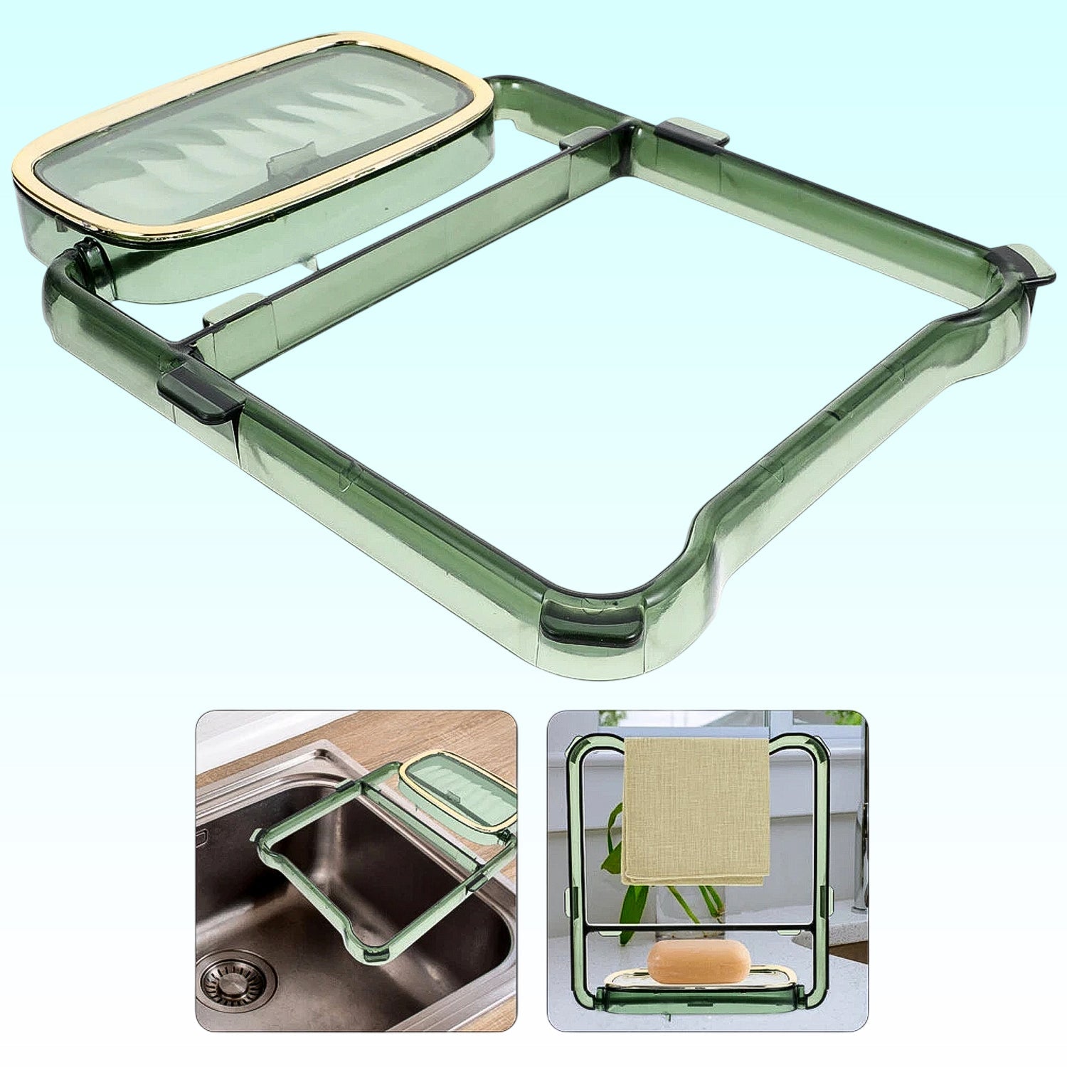 2-in-1 Self-Adhesive Towel Hanger & Soap Holder Stand (1 Pc) Signature Kart