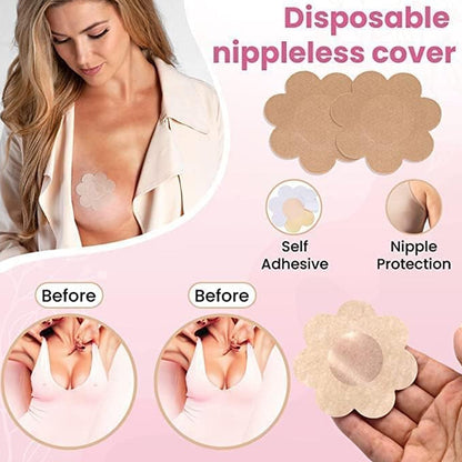 Boob Tape with Nipple Covers: Cotton, Breathable, Lift & Support (5m, 10 Pairs) signaturekarts