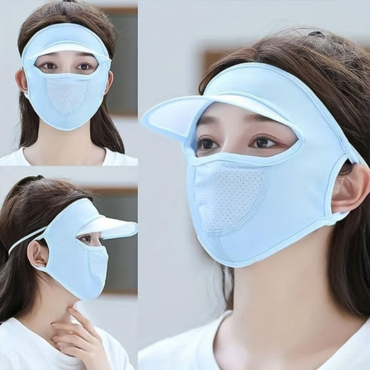 Women’s Full Face UV Protection Cap with Built-in Mask & Wide Brim Visor (1 Pc) Signature Kart