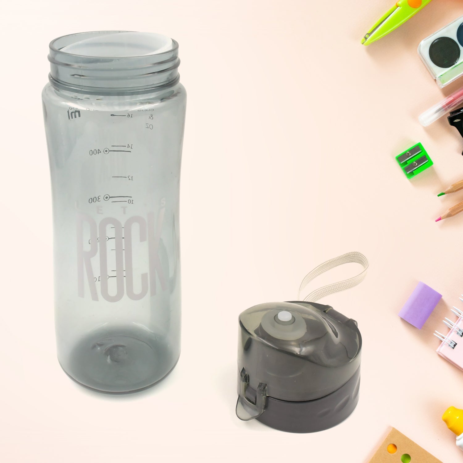 Plastic water bottle Outdoor Sport Bottle With Carry Case, leak proof BPA-free for travel cold and hot water Plastic water bottle with daily water intake for gym and children, Home, Travel, Office Use (1 pc ) signaturekarts