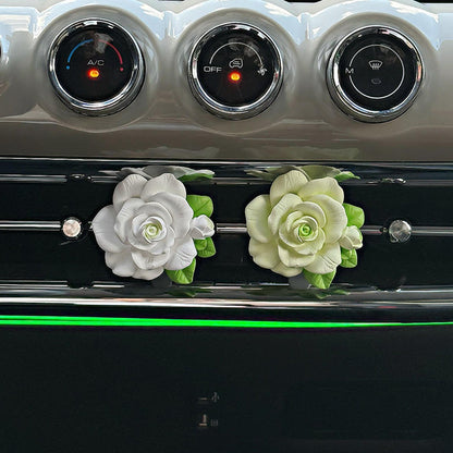 Rose Flower Car Air Freshener Clip for AC Vent with Perfume Bottle 10ML (1 Pc) signaturekarts