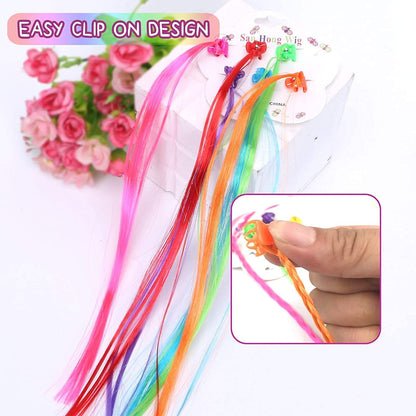 Kids Hair Extensions with Hair Clips (6 Pc Mix Color) signaturekarts