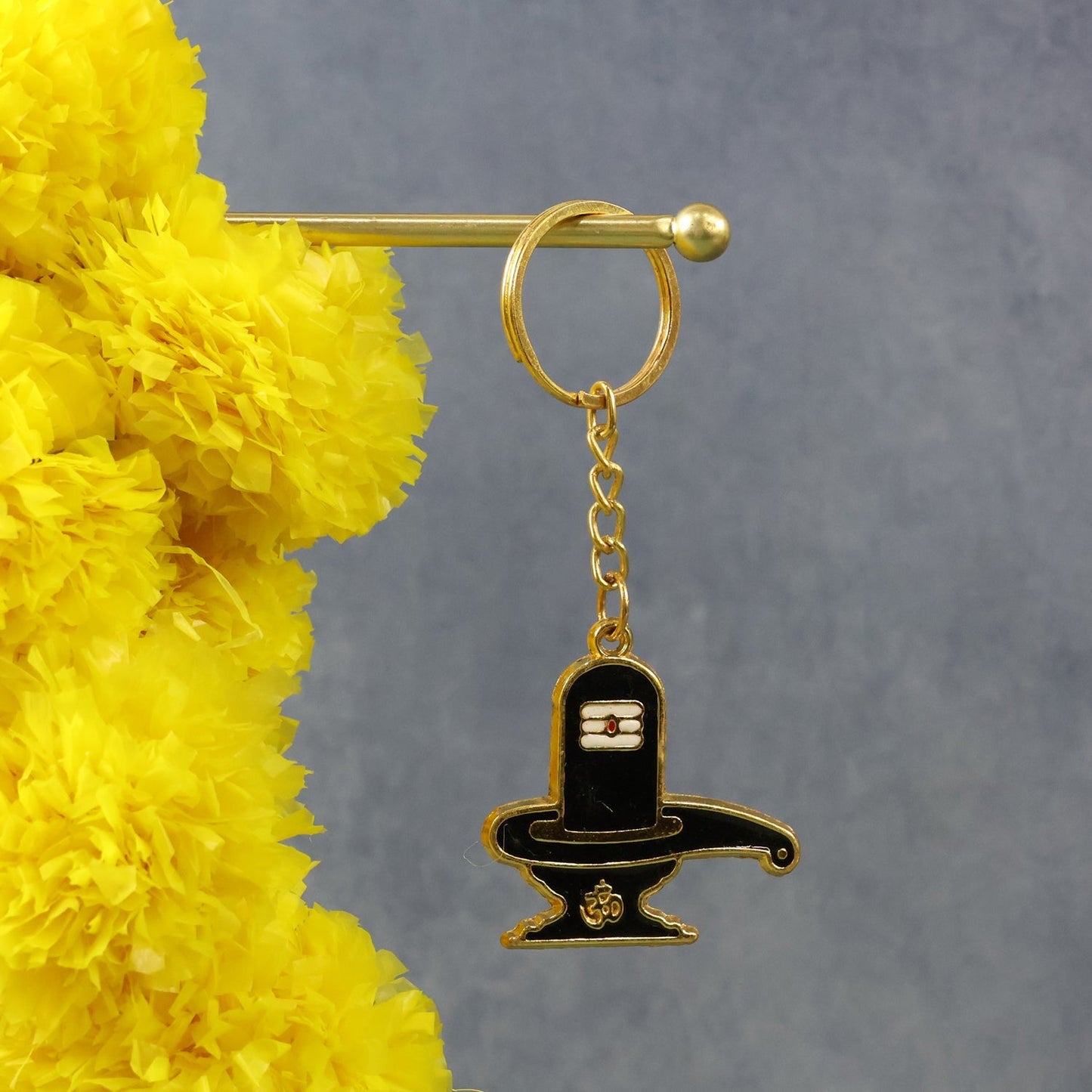 Shivling Design Golden Keychain (1 Pc) signaturekarts