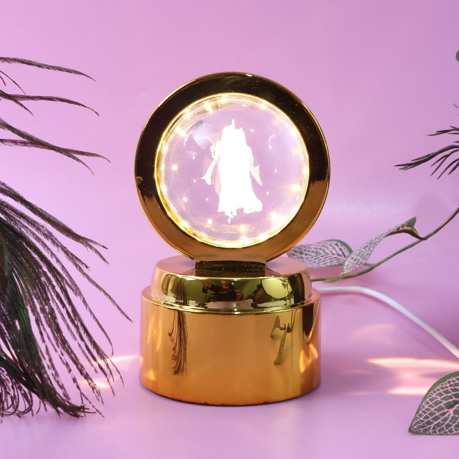Radhe Krishna Crystal Ball Night Light – 1 Pc The Morsignaturekarts