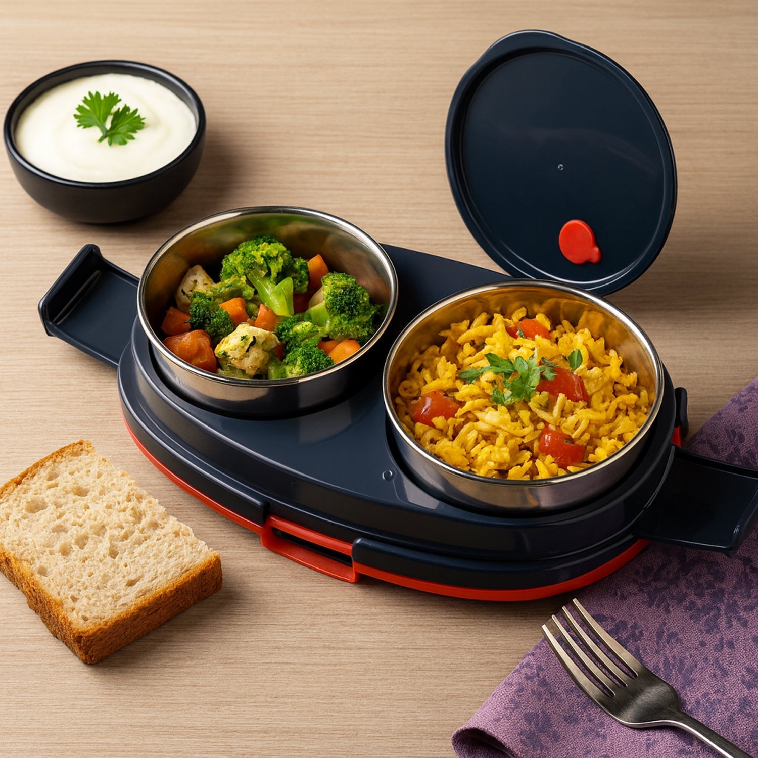 Orbit Electric Lunch Box with Dual Stainless Steel Containers Set signaturekarts