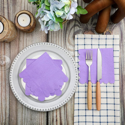 Lilac Scalloped Disposable Paper Napkin (23 x 23 cm / 120 Pc) signaturekarts