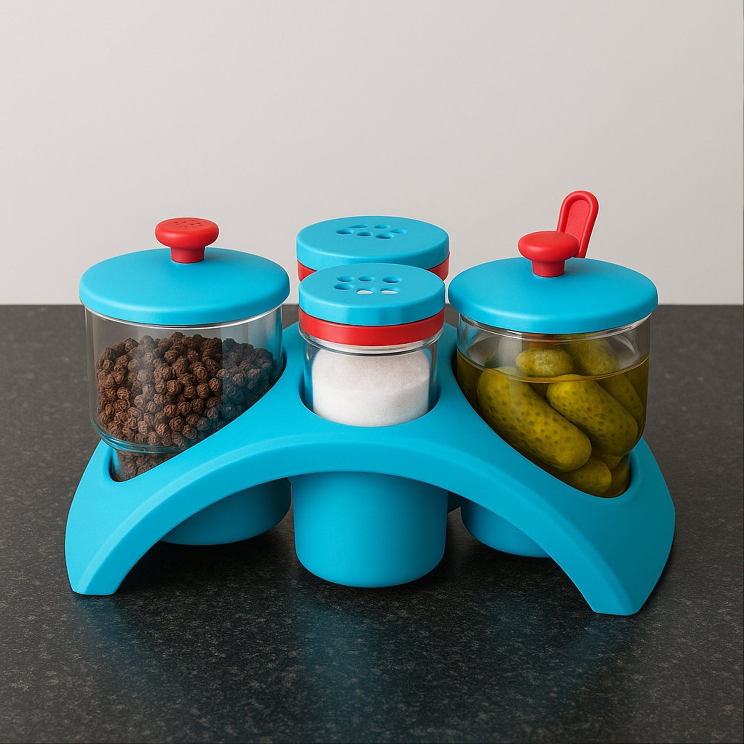 Supermom Plastic 4x Pickle with Salt & Pepper Storage Set signaturekarts