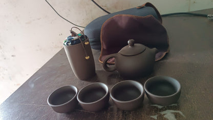 Portable Kung Fu Tea set with a portable travel bag (set of 6pcs) Signaturekarts