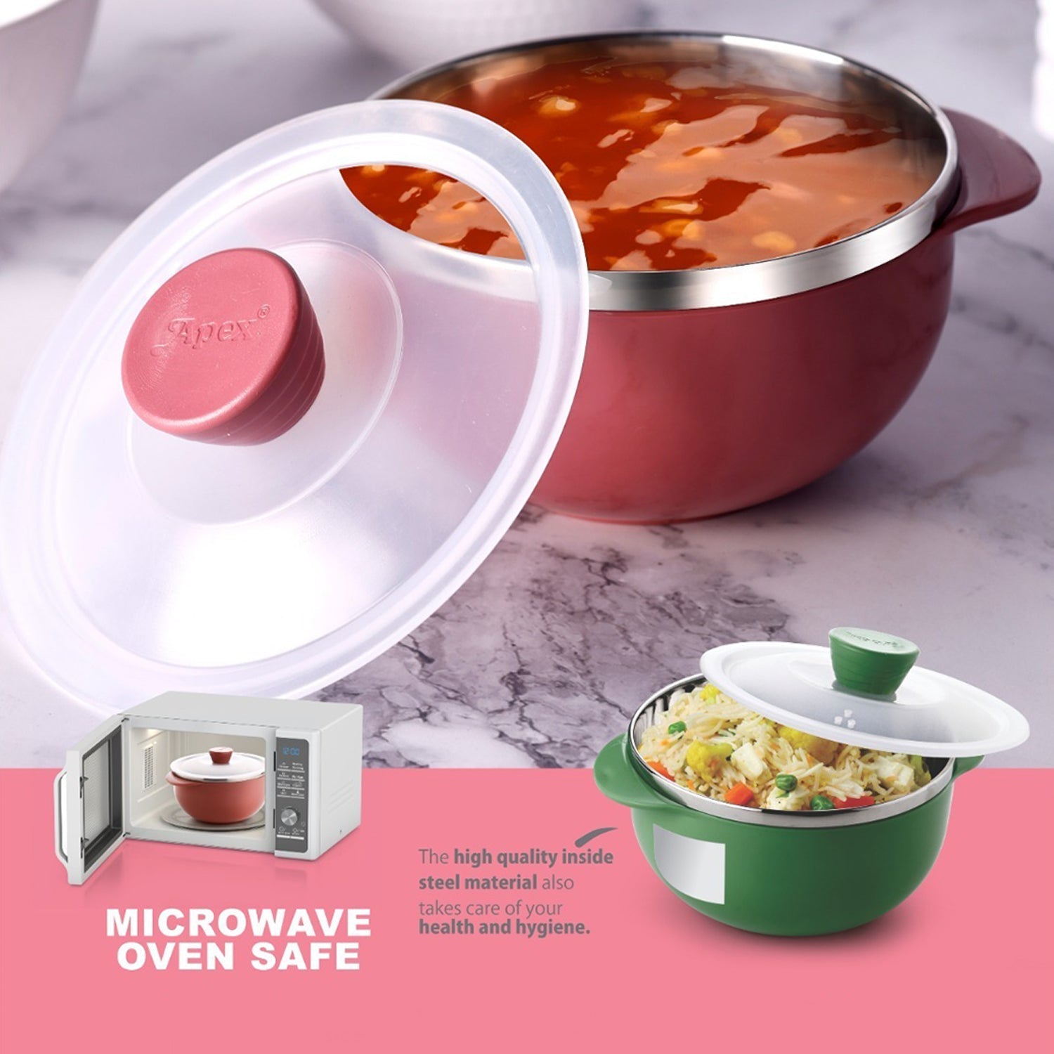 Apex Premium Plastic Serving Bowl Set with Lids (2 Pc) Signature Kart
