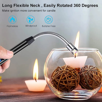 Long Flexible USB Rechargeable Electric Arc Lighter – Windproof, Flameless Plasma signaturekarts