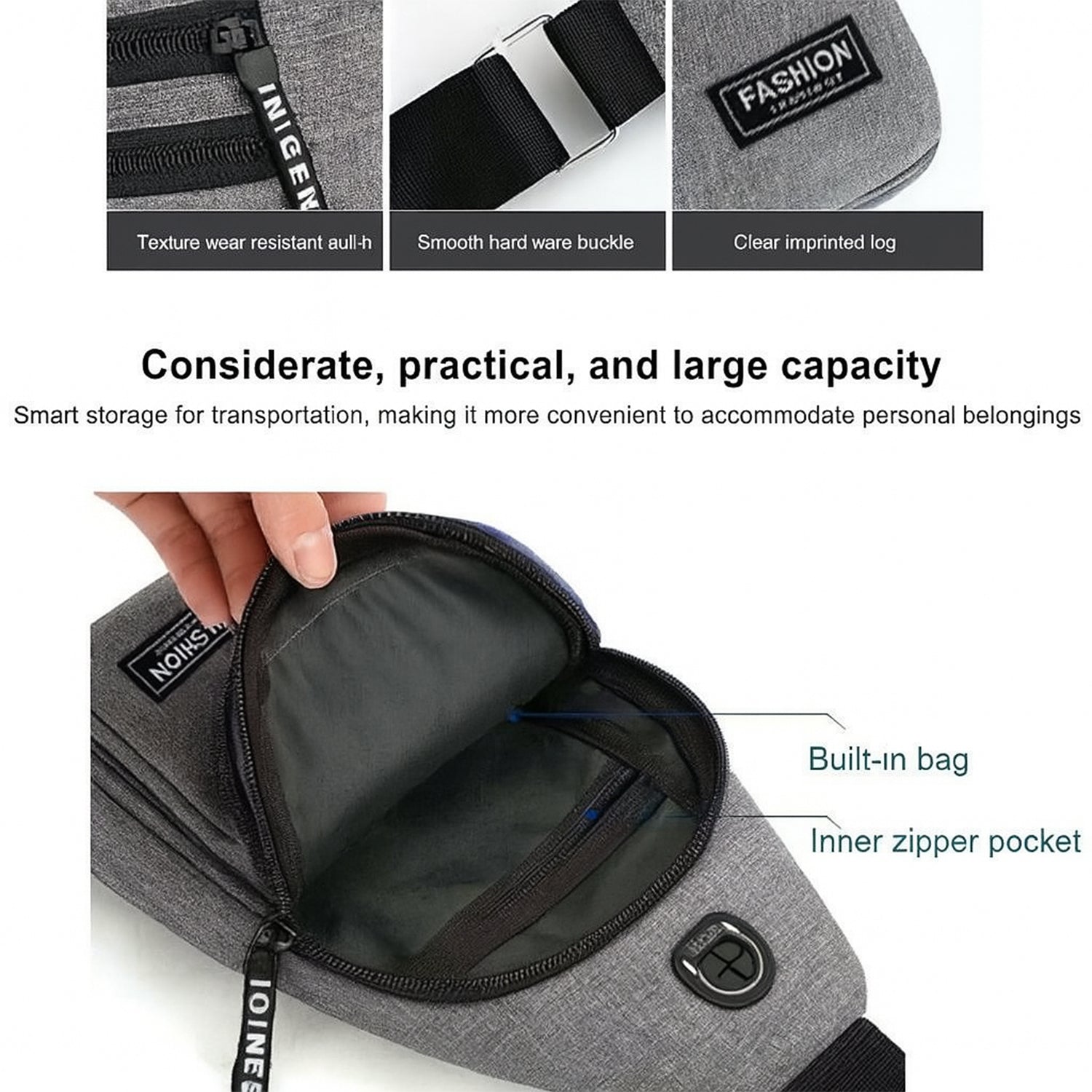 Waterproof Waist Bag – Shoulder Crossbody Bag with USB Charging Slot signaturekarts