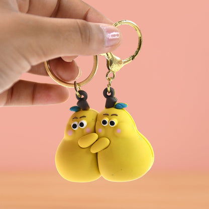 2-in-1 Cute Cartoon Couple Keychain Signature kart