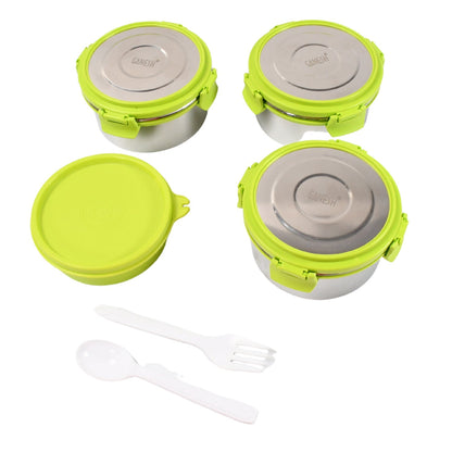 Stainless Steel Tiffin Lunch Box Container / Dabba with 4 Side Clip Lock Lid signaturekarts