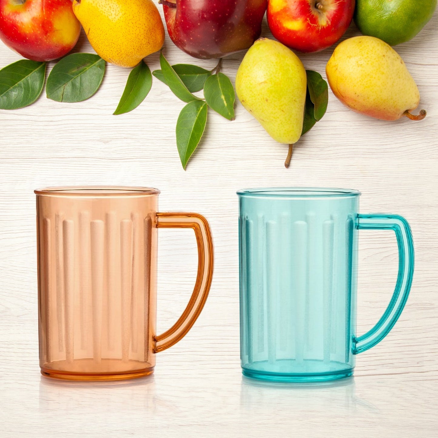 Stylish Juice Glass With Handle, Water Glass, Beer Glass, Milk Shake Glass, Multipurpose Glass Plastic Beer Mug, Unbreakable Beer Tasting Glasses, Clear Juice Glasses Suitable for Kids (2 pc) signaturekarts