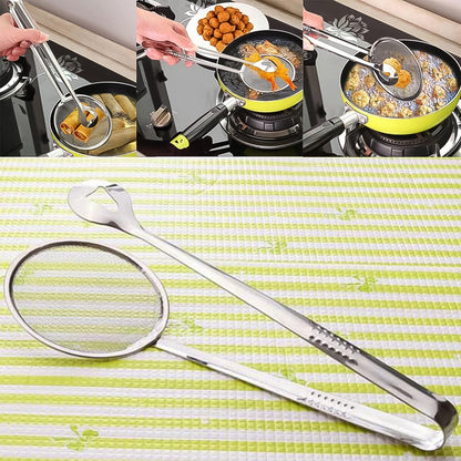 2In1 Stainless Steel Filter Spoon with Clip Food Kitchen Oil-Frying Multi-Functional Signature Kart
