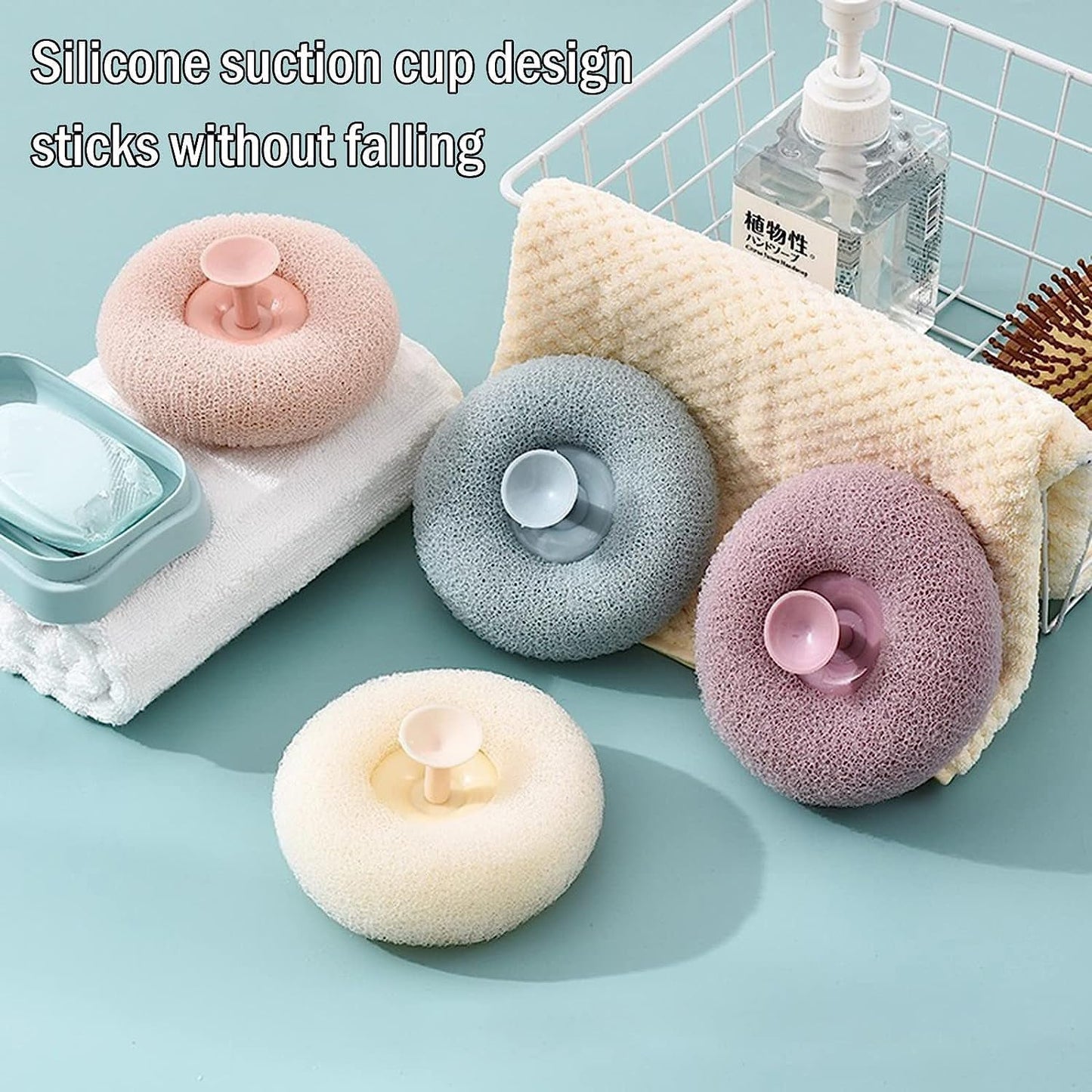 Flower Bath Sponge - Super Soft Body Exfoliator with Suction Cup for Shower & Massage signaturekarts