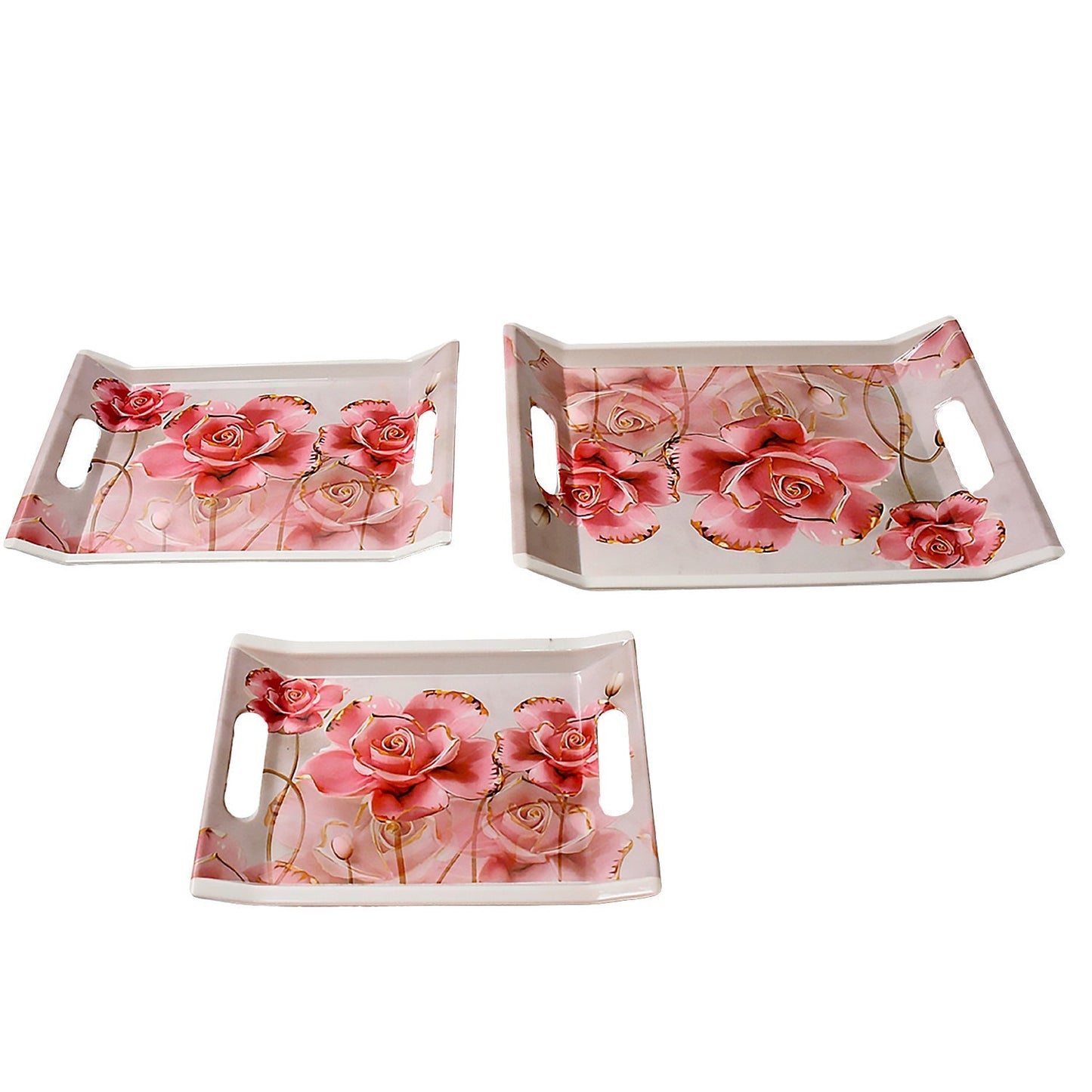 Plastic Rectangular Serving Tray Set – Printed Design Trays for Home & Kitchen signaturekarts
