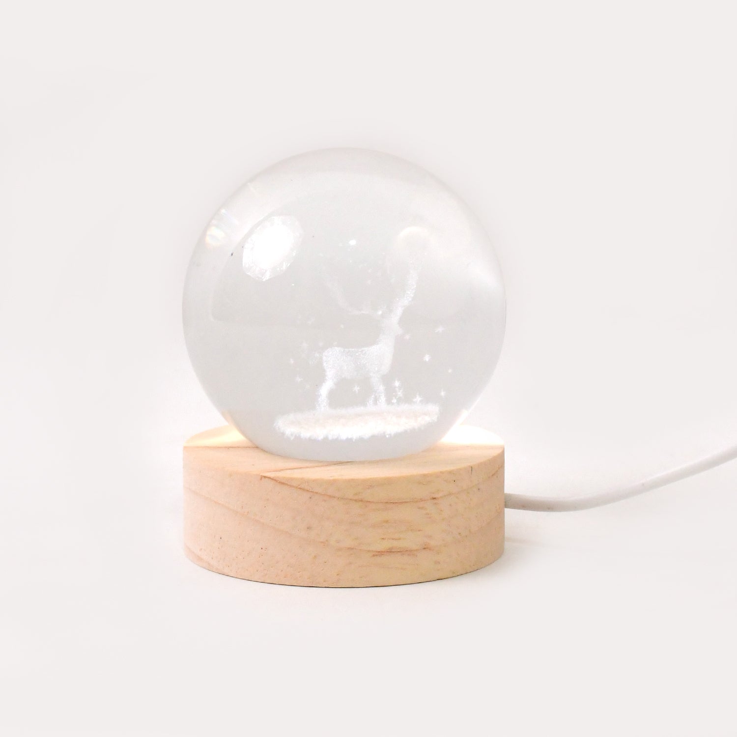 Crystal Ball Night Light Glass Ball Night Lamp with Wood Base Signature kart