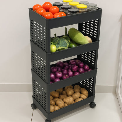 4-Layer Plastic Storage Rack with Wheels Signature Kart