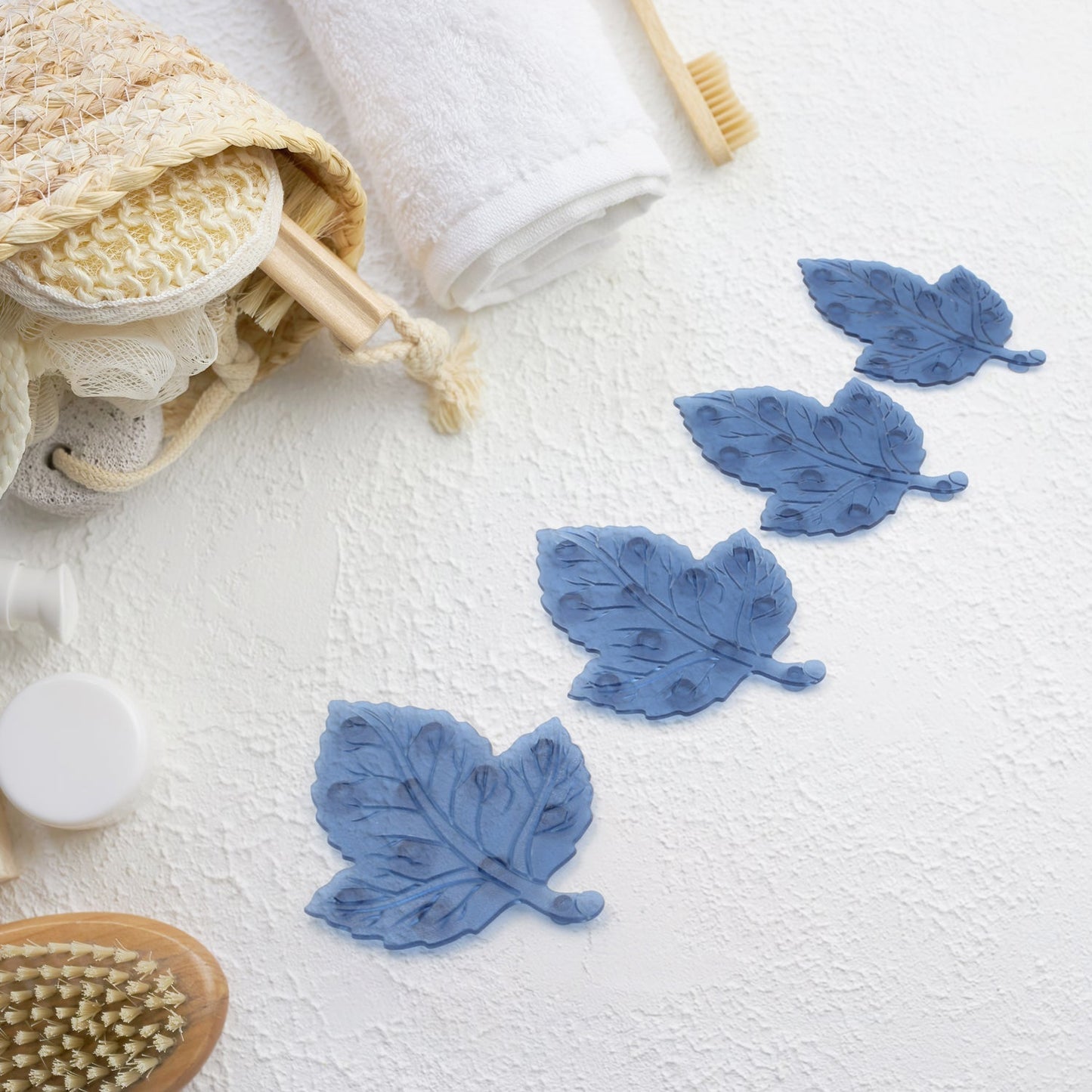 Mini PVC Anti-Slip Bat Mat Baby Non Slip Safety Shower Mats Leaf Shaped 4 Pc Set signaturekarts