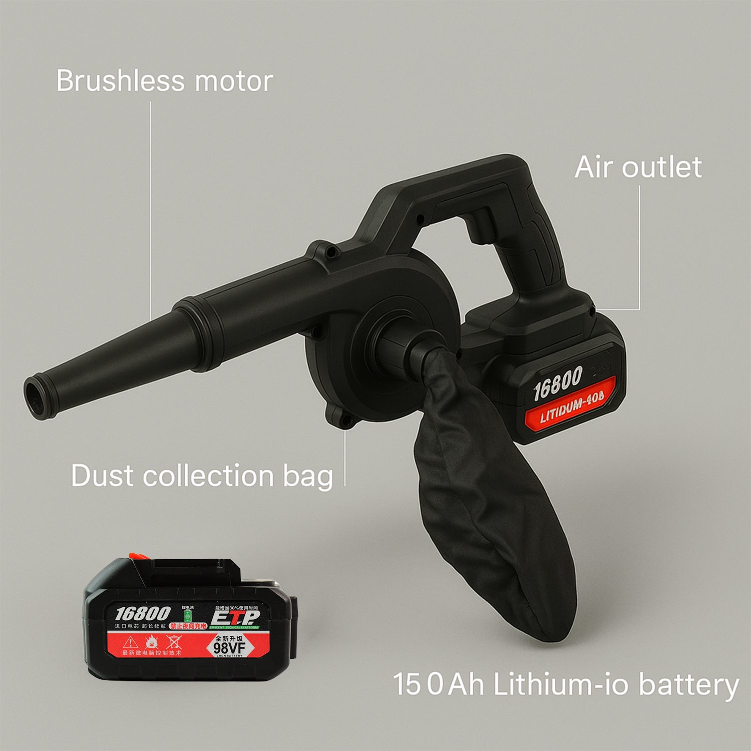 Multi-Purpose Home and Garden Air Blower Kit with Collection Bag for Easy Cleaning Signature Kart