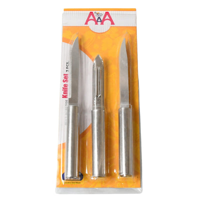 Stainless Steel Multipurpose Sharp Cutting Knife for Fruit Meat Vegetables 3 Pc signaturekarts
