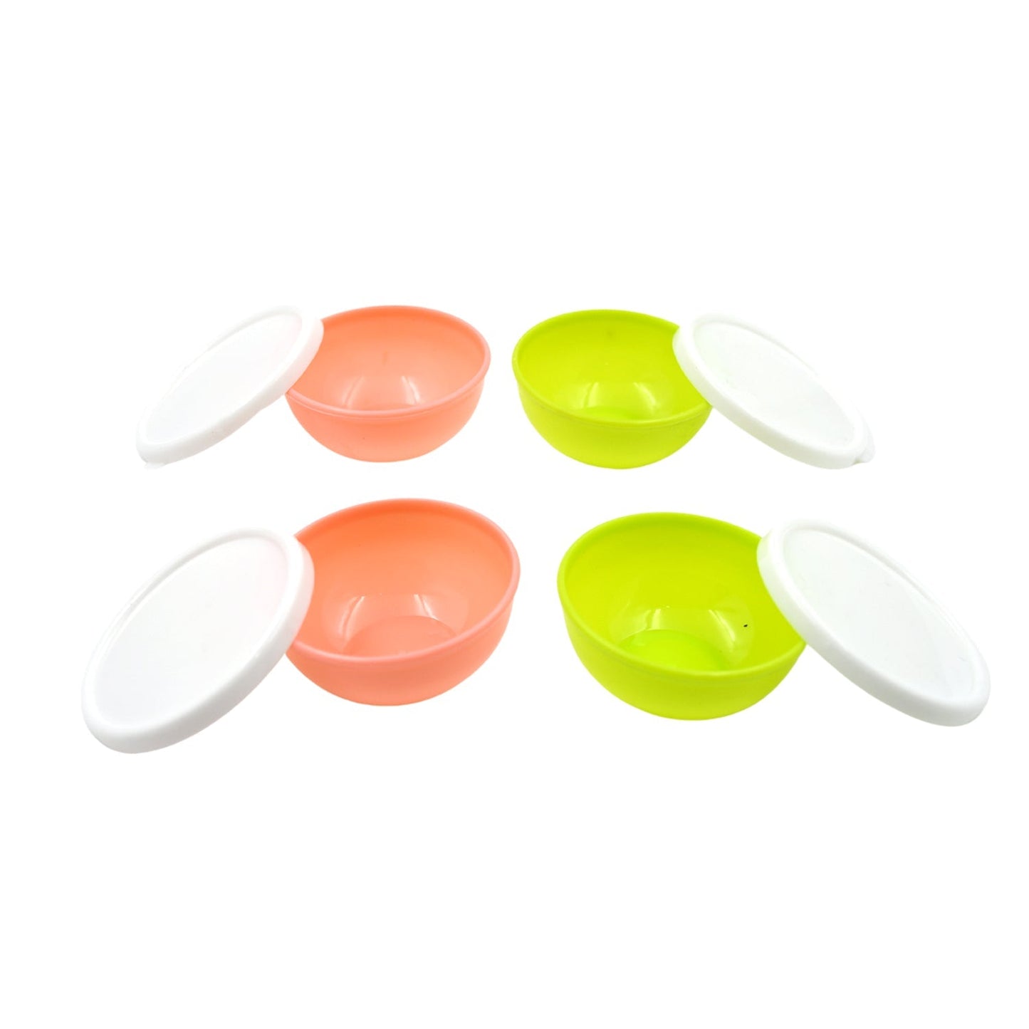 Multipurpose Small Round Plastic Bowl / Katori With Lid,  Chutney Bowl (4 Pcs Set) signaturekarts