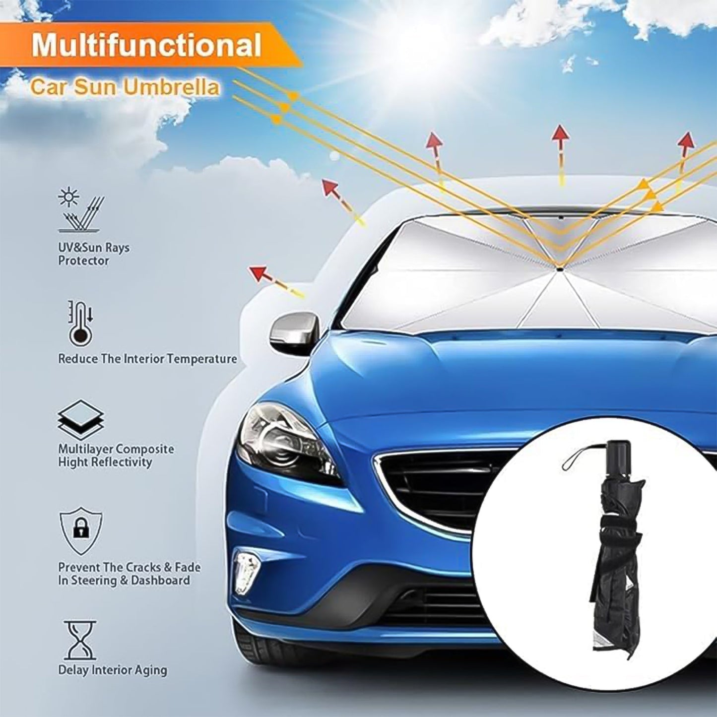 Windshield Umbrella Sun Shade Cover for Car (1 Pc) Signaturekarts