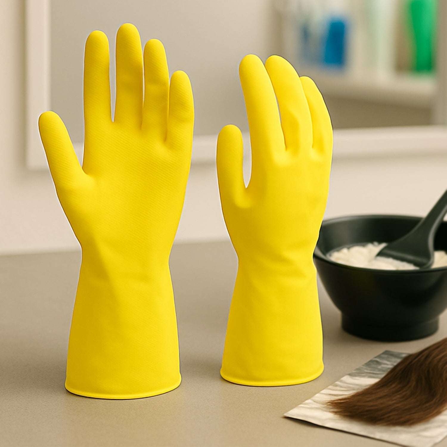 2 pair med yellow gloves For Cleaning Your Brand