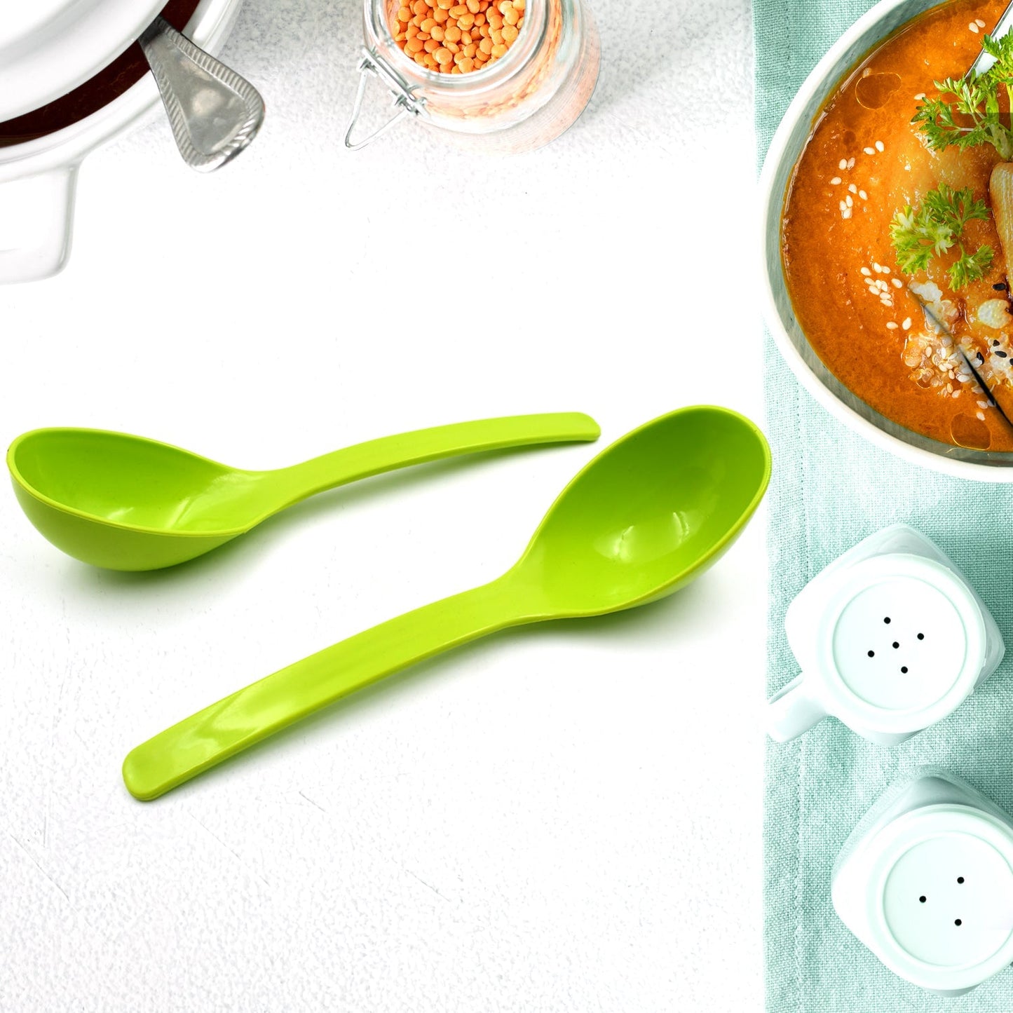 Plastic Kitchen Ladle for Frying, Curry & Serving Food (2 Pc Set) signaturekarts