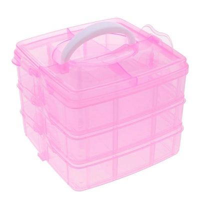 Versatile 18-Grid 3-Layer Transparent Plastic Organizer Box signaturekarts