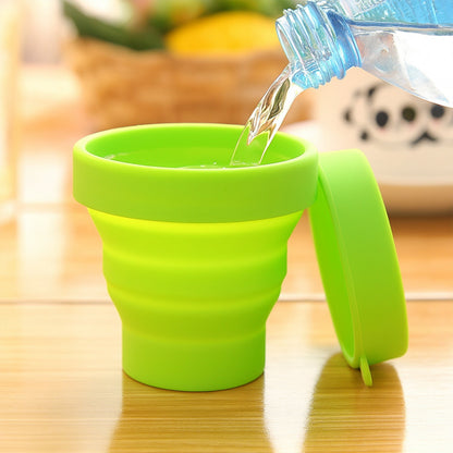 Round Silicone Foldable Glass / Cup, Foldable Travel Mug With Lid (1 Pc) Signaturekarts