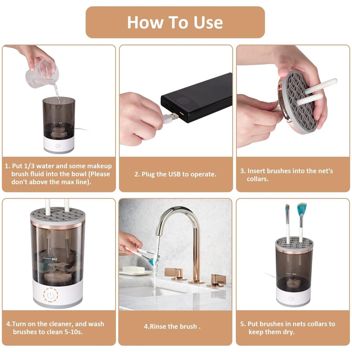 Automatic Makeup Brush Cleaner Fast Electric Brush Cleaner  (1 Pc) signaturekarts