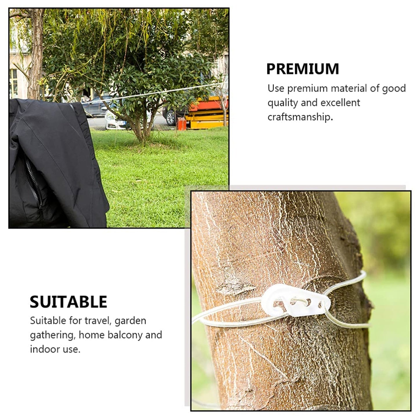 Clothesline Portable Travel Clothesline Adjustable with 2 Plastic Hooks (10 M Approx / 1 Pc) Signaturekarts