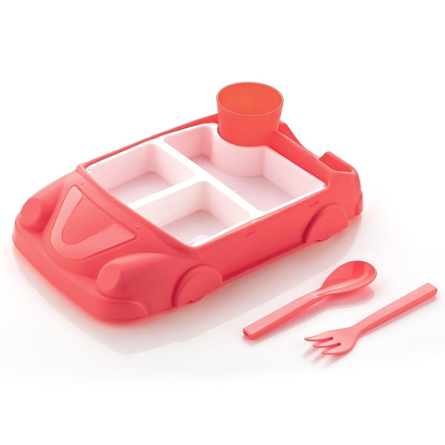 Kid's Car Shaped Plates Cup / Lunch Box Dinnerware (4 Pcs Set / 1000 ML Lunch Box) Signaturekarts