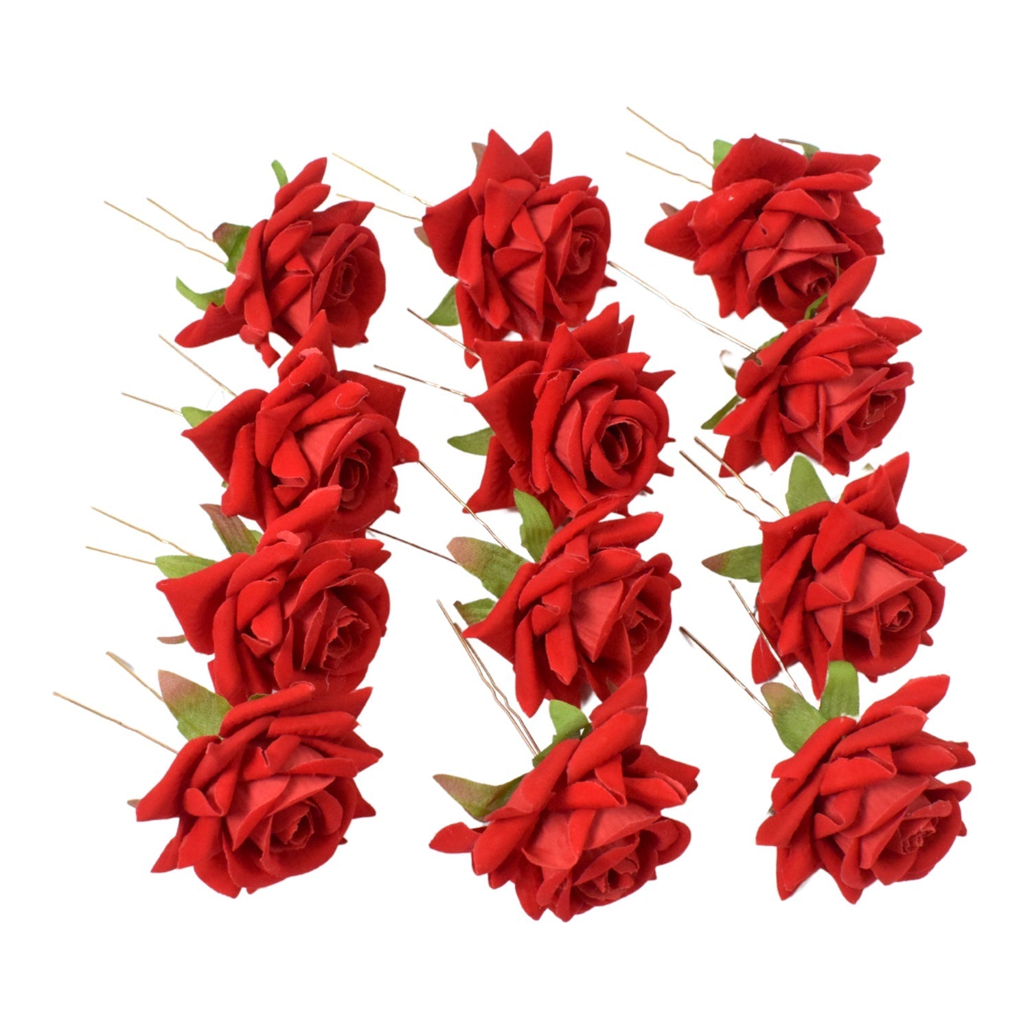 Hair Clip Red Rose Bridal Hair Pins Rose (12 Pcs Set / Red Color Only) Signaturekarts